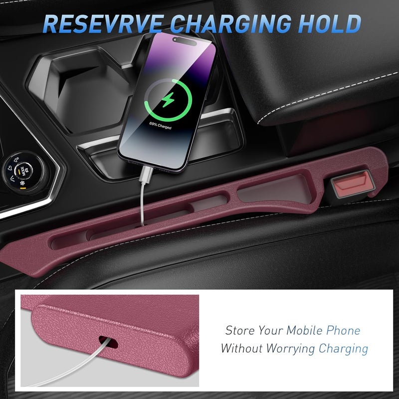 DDTPDE Car Seat Gap Filler 2Pack, Inserts Between Seats Console with Organizer Storage Upgraded Phone Holder Car Side Seat Gap Fillers Cars Front Seats Fill Plug Car Essentials for Vehicle SUV Truck (Red) | Organizer Storage, Cars Front Seats, Fill Plug, Car Essentials - Image 4